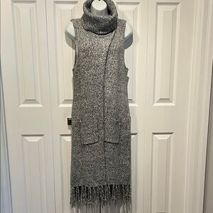 Yest Heathered Grey‎ Sleeveless Pullover Cotton Blend Long Sweater Vest Size 4